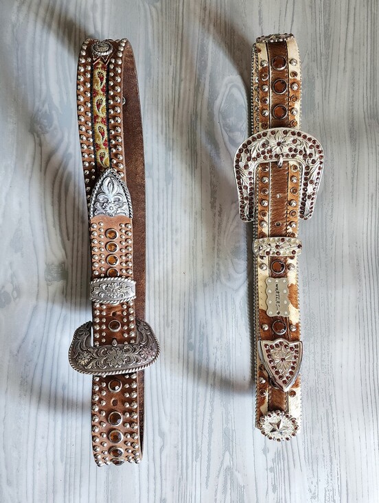 Vintage WB Atlas Bling Western Belt Bundle Y2k Country Leather Rhinestone main image 3